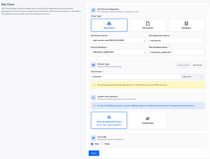 site clone - Laravel hosting