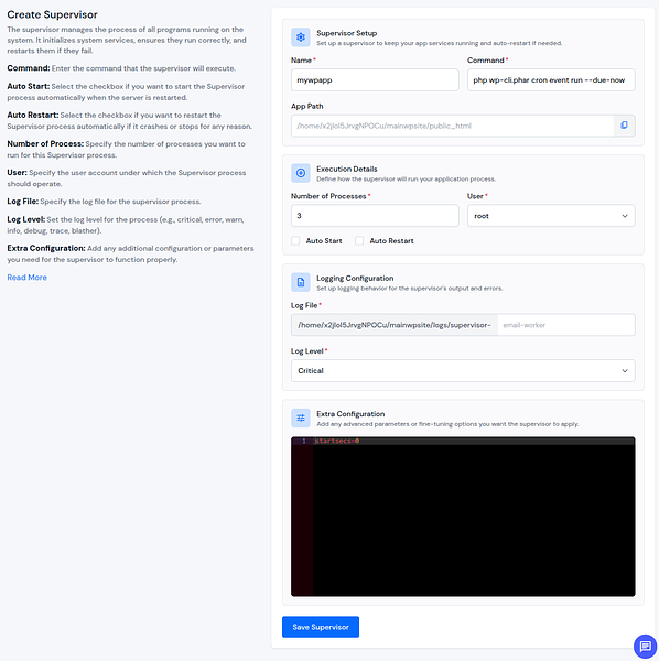 supervisor - Laravel hosting