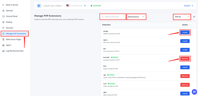 manage php extenstion - ServerAvatar v7.15.5