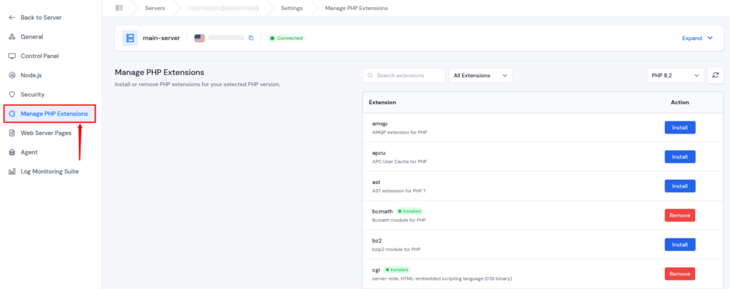 Manage PHP Extensions - 408 Request Timeout Error