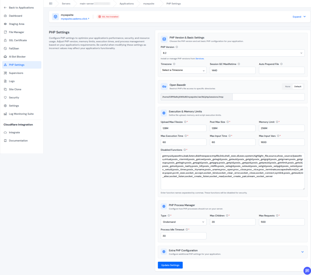 PHP Settings - 408 Request Timeout Error