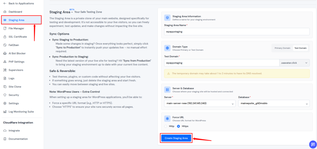 create Staging Environment