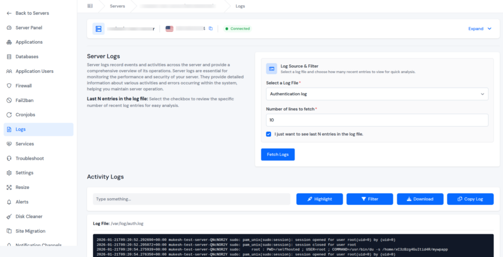 logs - Prevent Website Downtime