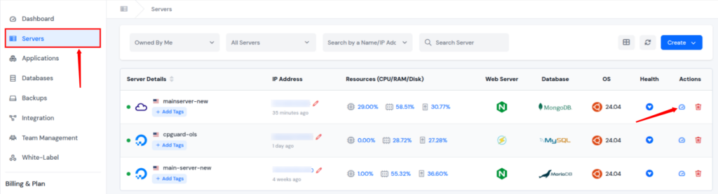server dashboard for n8n application