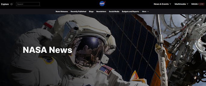 NASA News - WordPress blog examples
