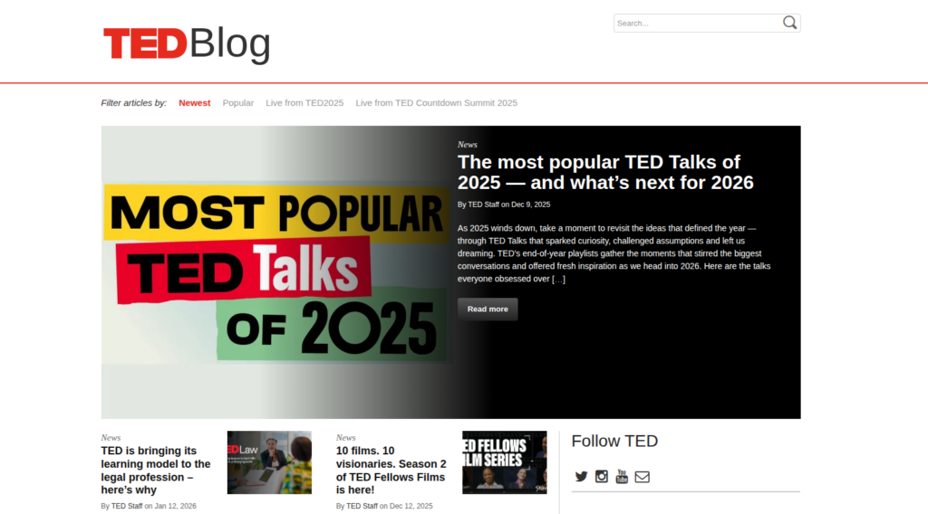 TED Blog - WordPress blog examples