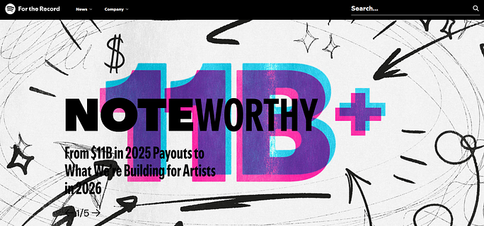 Spotify Newsroom - WordPress blog examples