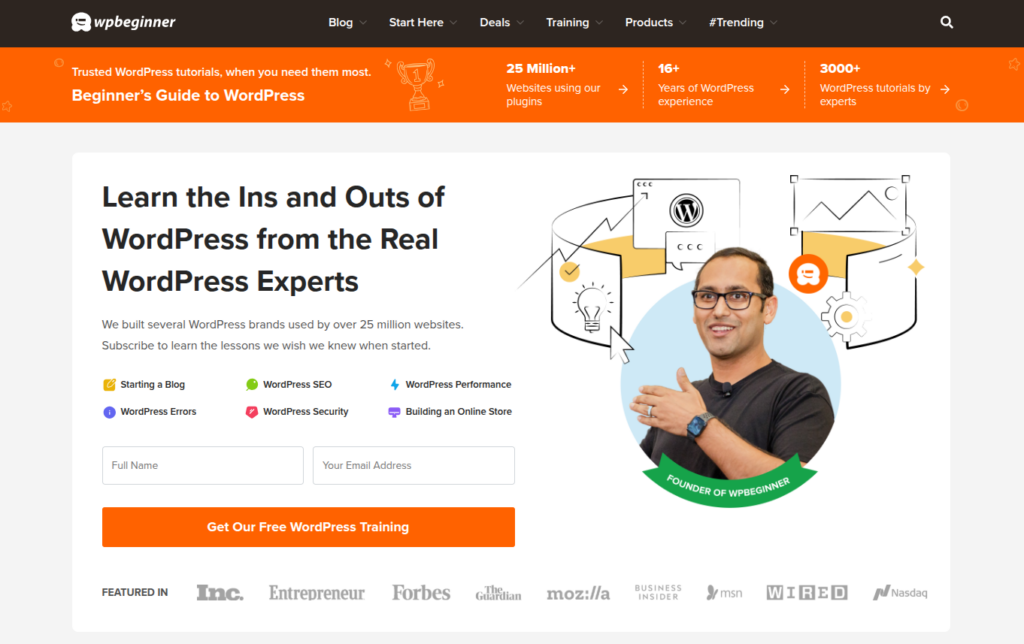 WP Begginer - WordPress blog examples