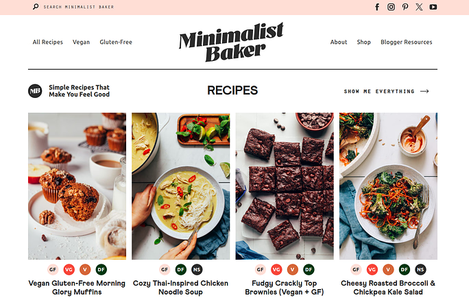 Minimalist Baker - WordPress blog examples