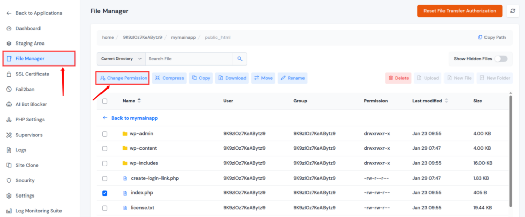 file manager - 403 Forbidden error