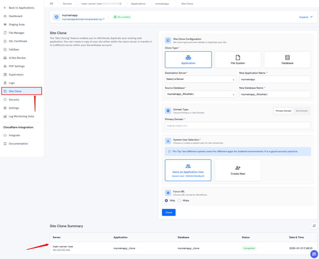 cloned website - clone a WordPress site