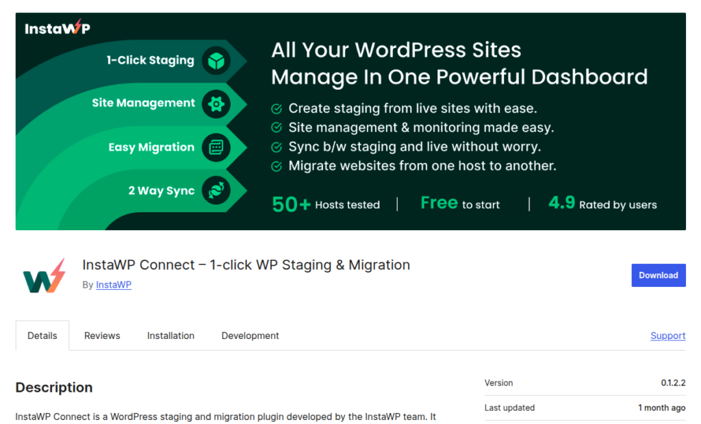 WordPress staging plugins - InstaWP