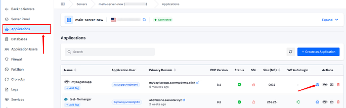 application dashboard - Deploy Bagisto