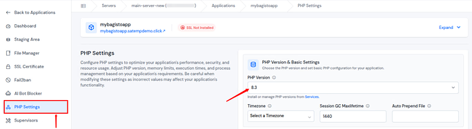 php settings - Deploy Bagisto