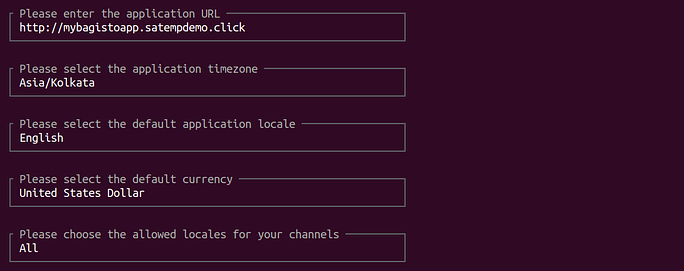 application details - Deploy Bagisto