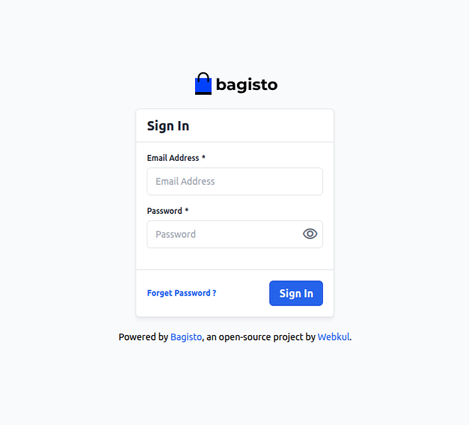 bagisto login - Deploy Bagisto 