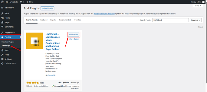 install plugin - unpublish your WordPress site