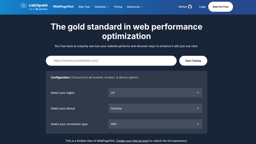 WebPageTest - GTmetrix alternatives
