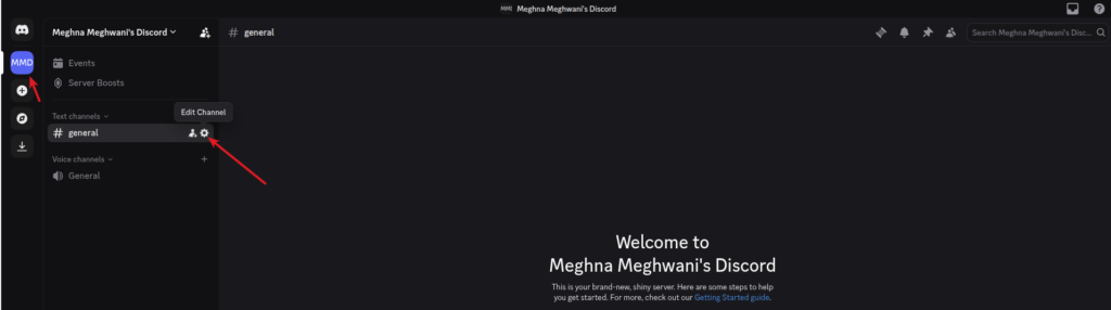settings to create discord webhook