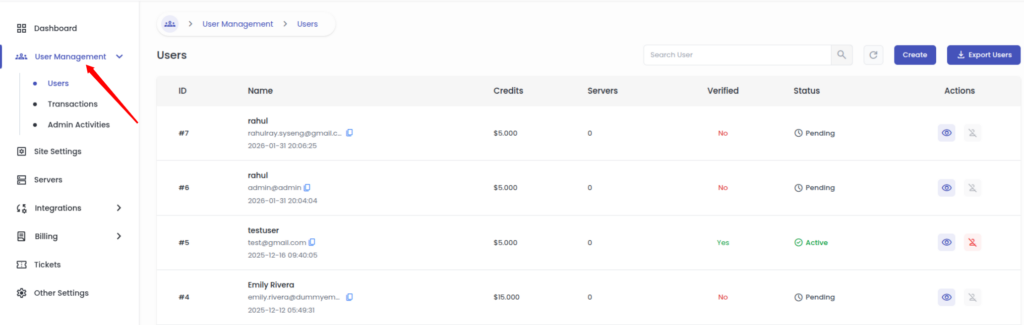 Reseller panel user management - Managed Cloud Hosting Business