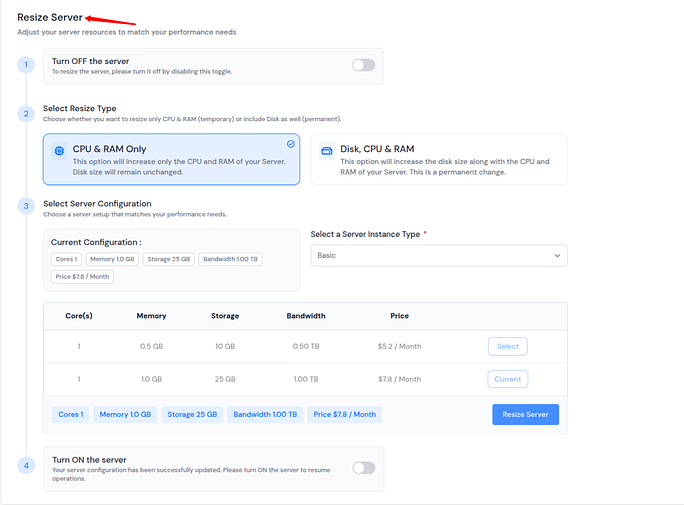 ServerAvatar Resize Server - manage traffic spikes