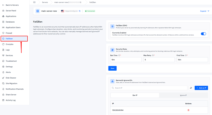 ServerAvatar Fail2ban - manage traffic spikes