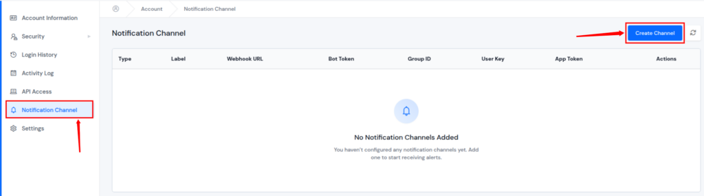 create channel - Integrate Slack