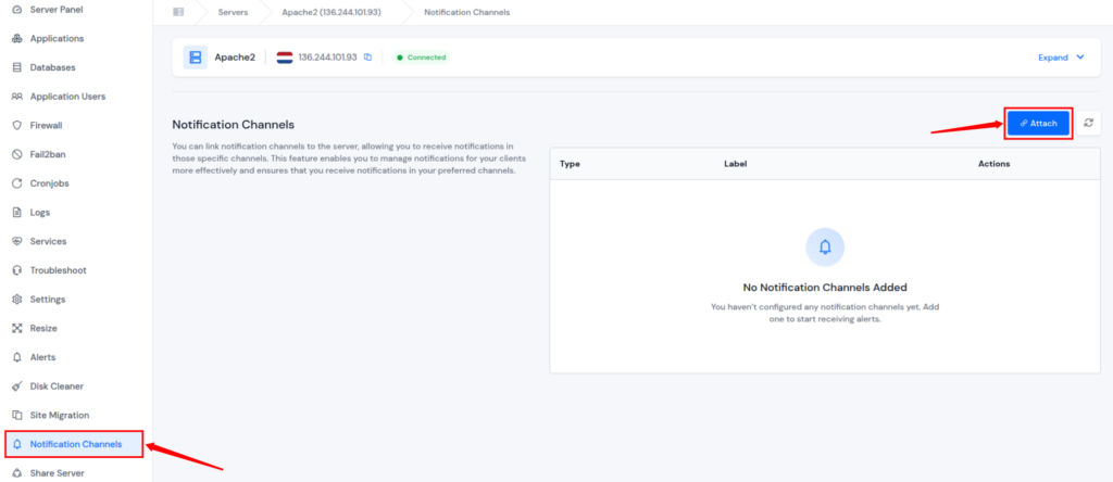 attach notification channel - Integrate Slack 