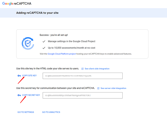 copy key - Stop Contact Form Spam