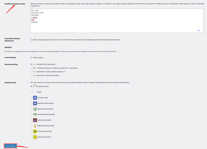 save discussion - Stop Contact Form Spam