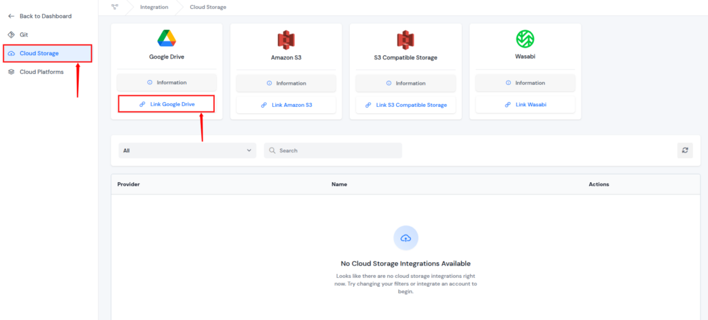 link account - Google Drive Integration