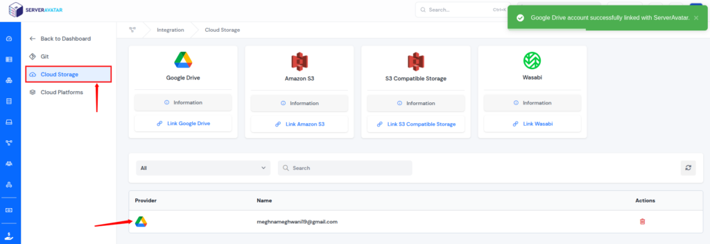 cloud storage - Google Drive Integration