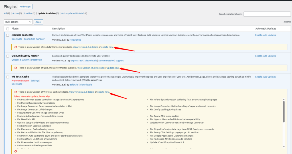 update plugin - Update WordPress Plugins