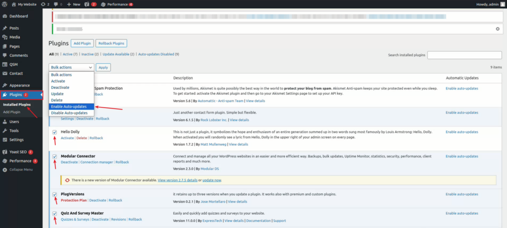 enable auto update - Update WordPress Plugins