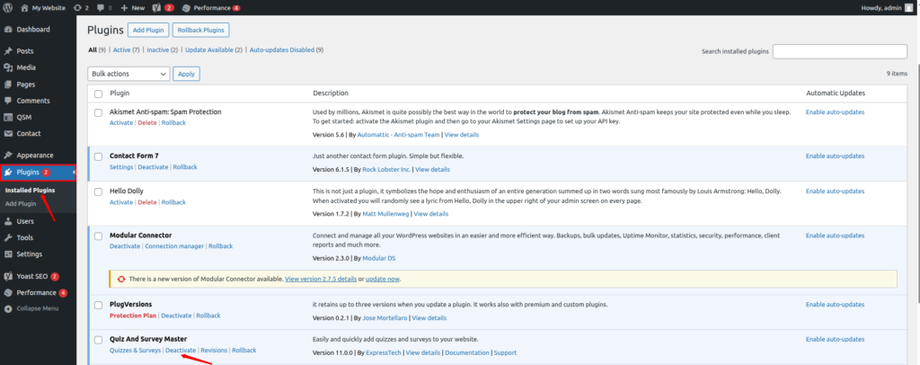 plugins - Update WordPress Plugins