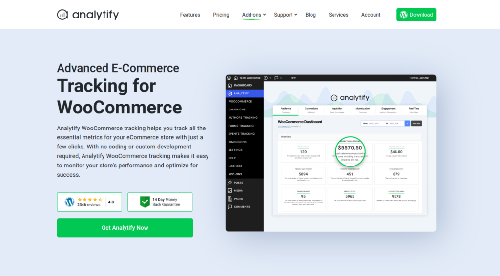 analytify - woocommerce reporting & analytics plugins