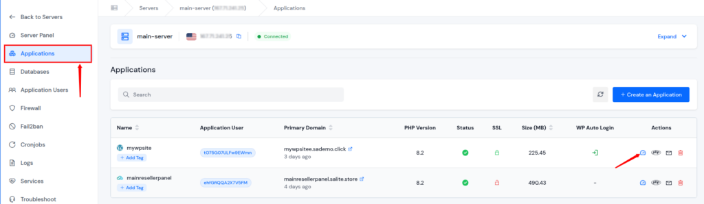 application panel - configure wp-config.php