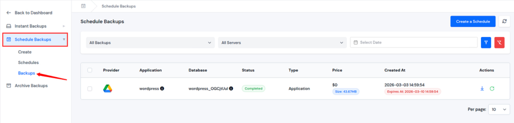 schedule backups - Google Drive Integration