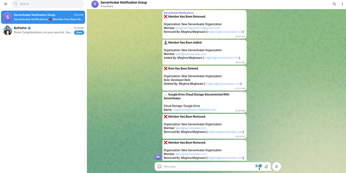 account level examples - Integrate Telegram