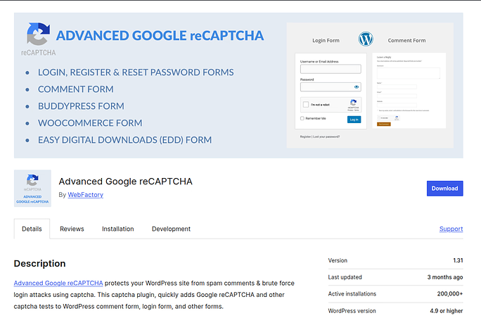 advanced google recaptcha - Add CAPTCHA in WordPress