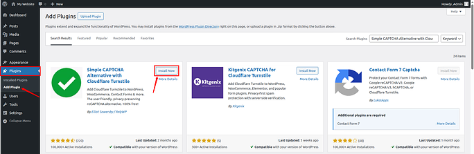 install plugin - Add CAPTCHA in WordPress