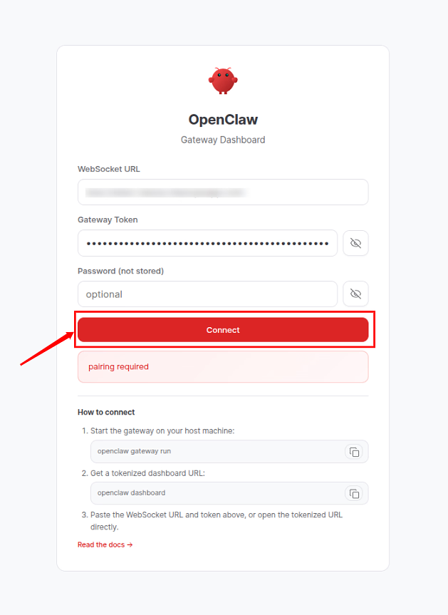 connect token - Deploy OpenClaw AI
