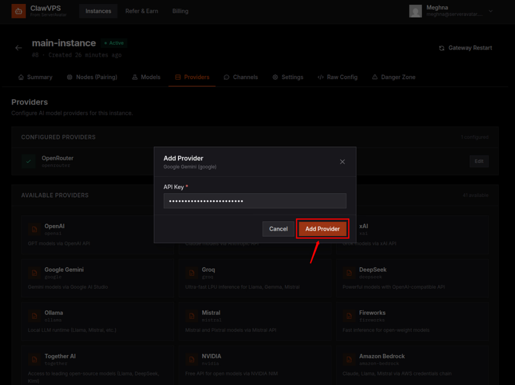 add provider - Deploy OpenClaw AI