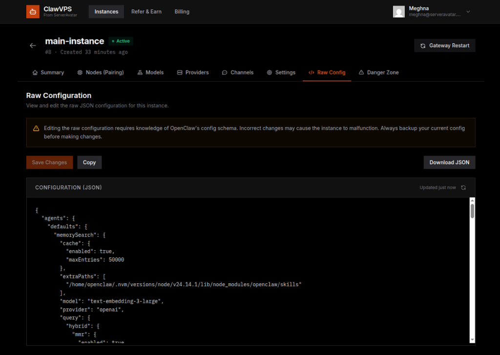 raw config - Deploy OpenClaw AI
