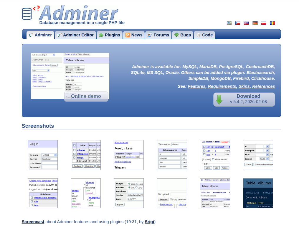 adminer - Adminer vs phpMyAdmin