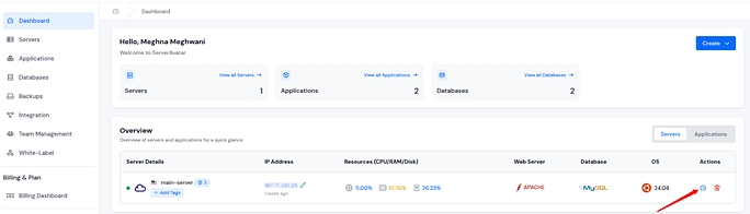 server dashboard - WordPress backdoor
