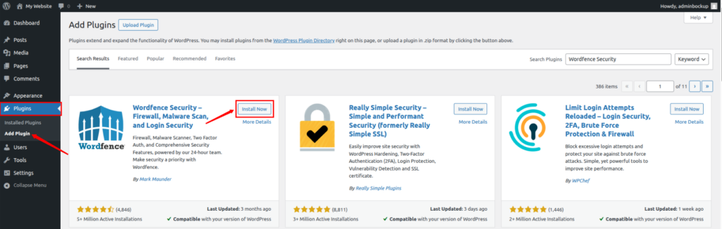 add plugin - WordPress backdoor