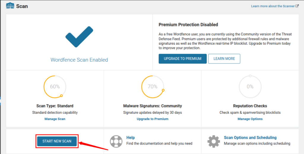 start scan - WordPress backdoor