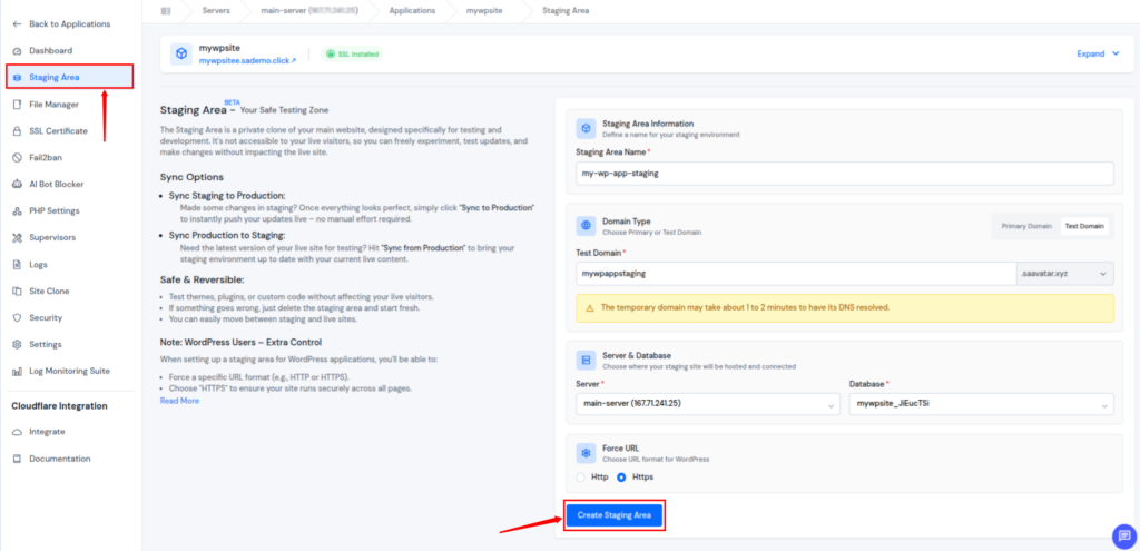 create staging area - WordPress post-migration troubleshooting