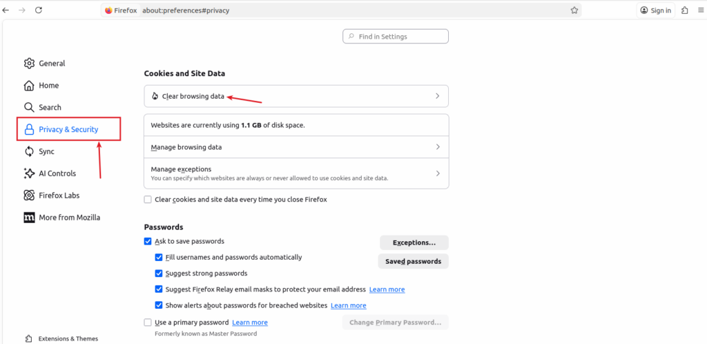 clear browser cache - clear website cache